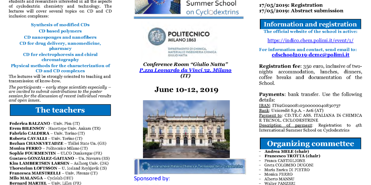 IV International Summer School on Cyclodextrins