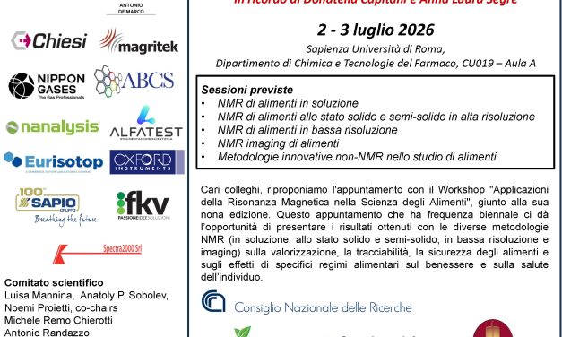 IX Workshop – Applicazioni della Risonanza Magnetica nella Scienza degli Alimenti