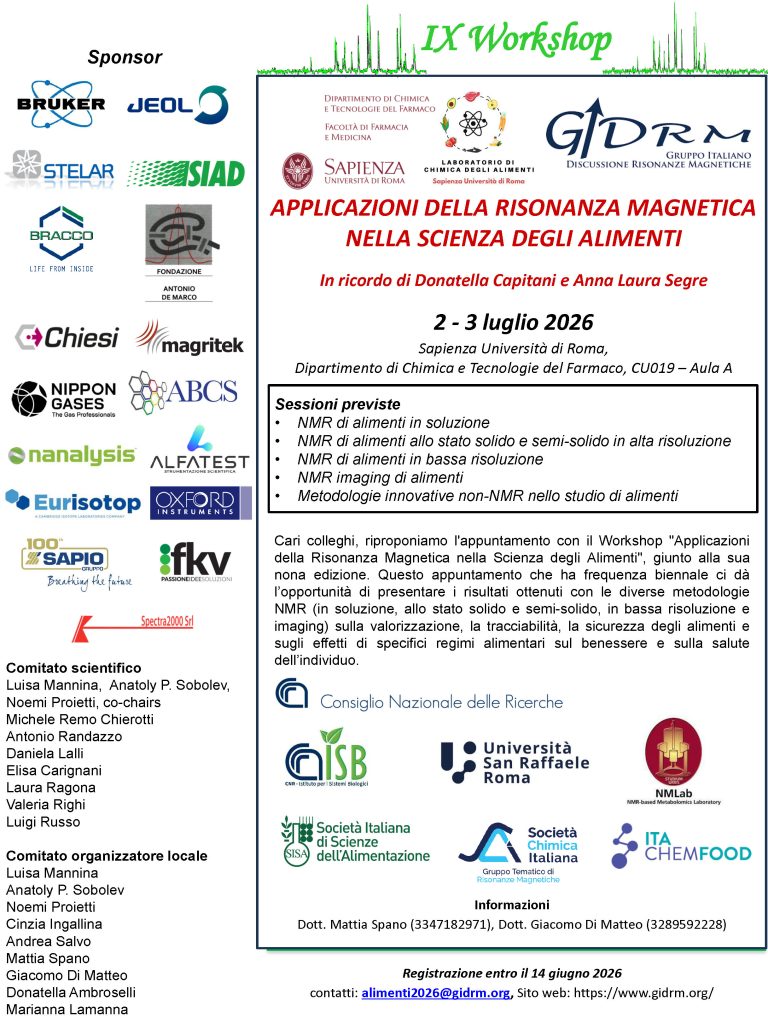 IX Workshop – Applicazioni della Risonanza Magnetica nella Scienza ...